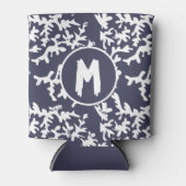 Korallenriff Navy Blue und White Personalisiert Dosenkühler (Vorderseite)