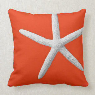 Korallenriff Orange Tropical White Starfish Beach Kissen