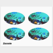 Korallenriff Ovaler Aufkleber (Blatt)