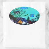 Korallenriff Ovaler Aufkleber (Tasche)