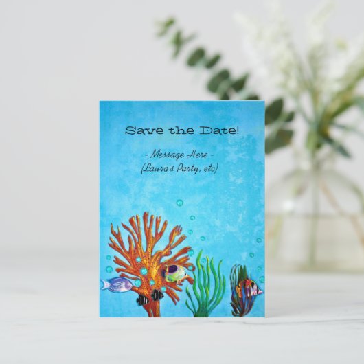 Korallenriff - Save the Date! Ankündigungspostkarte (Stehend Vorderseite)