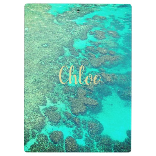 Korallenriff Türkisblaues karibisches Meer Klemmbrett (Rückseite)