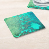 Korallenriff türkisfarbenes Meerwasser Kakteen Rechteckiger Pappuntersetzer (angewinkelt)