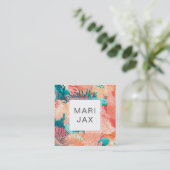 Korallenriff und aquamarin abstrakte quadratische visitenkarte (Stehend Vorderseite)