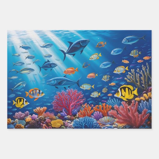 Korallenriff und tropische Fischbestände Geschenkpapier Set (Vorderseite 2)