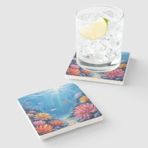 Korallenriff unter dem Meer Ozean Malerei Steinuntersetzer