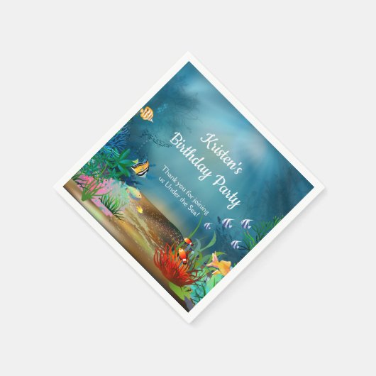 Korallenriff unter dem Party Serviette (Ecke)