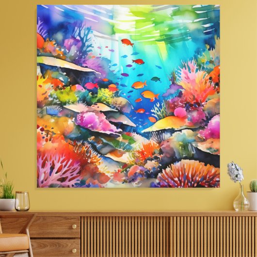 Korallenriff unter Wasser Leinwanddruck (Insitu (Wohnzimmer))