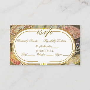 Korallenriff Vintage Gold Tone Hochzeit RSVP Begleitkarte