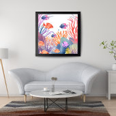 Korallenriff | Wasserfarben Bunte Fische Ozean Poster