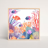 Korallenriff | Wasserfarben Bunte Fische Ozean Poster