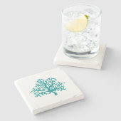 Korallenriff Wasserfarbener Marmor Untersetzer (Seitenansicht)