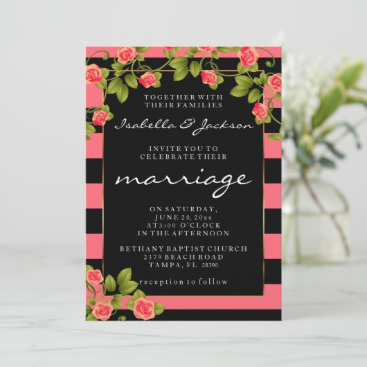 Korallenriffe auf Korallen und schwarze Streifen Einladung (Stehend Vorderseite)