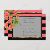 Korallenriffe auf Korallen und schwarze Streifen RSVP Karte (Vorne/Hinten)