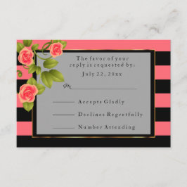 Korallenriffe auf Korallen und schwarze Streifen RSVP Karte