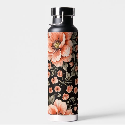 Korallenriffe auf Schwarz-Weiß-Blume Trinkflasche (Rechts)