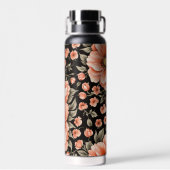 Korallenriffe auf Schwarz-Weiß-Blume Trinkflasche (Rückseite)