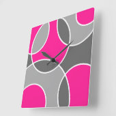 Korallenrosa Abstrakte Kreise Quadratische Wanduhr (Winkel)