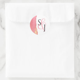 Korallenrosa Aufkleber für Mit Monogramm Gastgesch