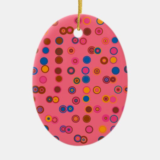 Korallenrosa Blegum geometrisches Kreismuster Keramikornament (Vorne)