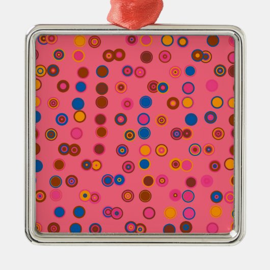 Korallenrosa Blegum geometrisches Kreismuster Silbernes Ornament (Vorne)