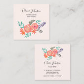 Korallenrosa Blume Bouquet Quadratische Visitenkarte (Vorne/Hinten)