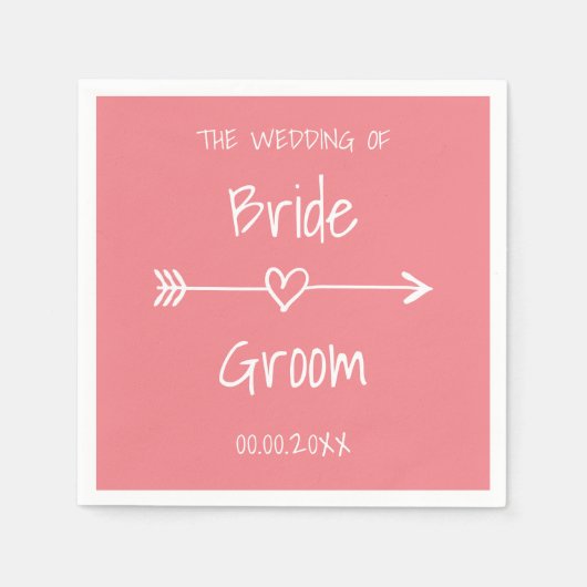 Korallenrosa Böhmische Hochzeitspapiere Serviette (Vorderseite)