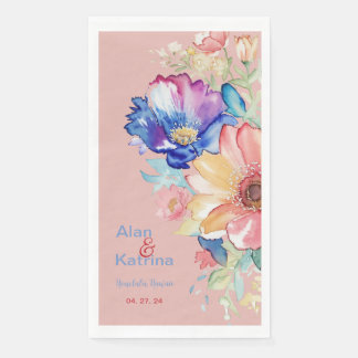 Korallenrosa Bold Wildflower Blumen Serviette