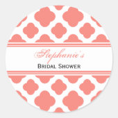 Korallenrosa Brautparty Runder Aufkleber (Vorderseite)
