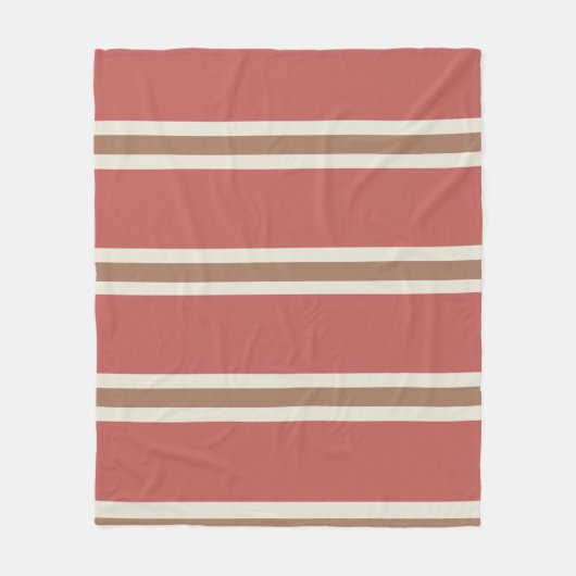 Korallenrosa Creme Brown Streifen Fleecedecke (Vorderseite)
