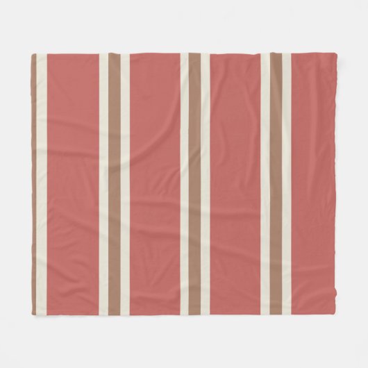 Korallenrosa Creme Brown Streifen Fleecedecke (Vorderseite (Horizontal))