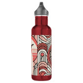Korallenrosa Creme Pinguin im Art Deco geometrisch Edelstahlflasche (Rechts)