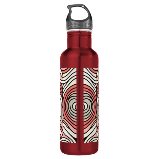 Korallenrosa Creme Pinguin im Art Deco geometrisch Edelstahlflasche (Rückseite)