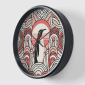 Korallenrosa Creme Pinguin im Art Deco geometrisch Uhr (Winkel)