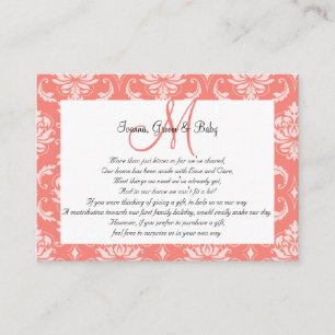 Korallenrosa Damast Hochzeit Wunschbrunnen Karten