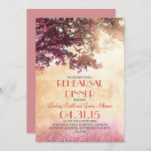 Korallenrosa Eiche & Liebesvögel Probe Abendessen Einladung (Vorne/Hinten)