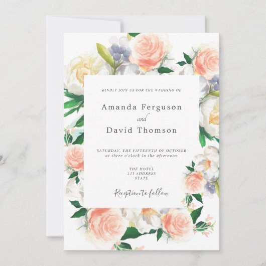 Korallenrosa Einladung (Vorderseite)