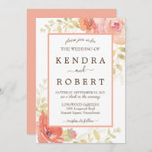 Korallenrosa Elegante Rose Einladung zur Hochzeit (Vorne/Hinten)