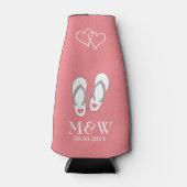 Korallenrosa Flip Flops Strand Hochzeitsflasche Kü Flaschenkühler (Vorderseite)