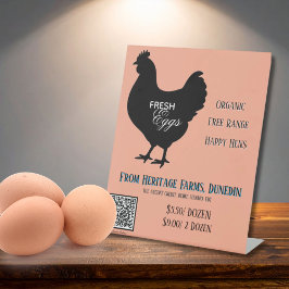 Korallenrosa Frische-Eier-Bauernmarkt-Schild QR-Co Sockelschild