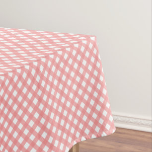 Korallenrosa Gingham-Muster Tischdecke