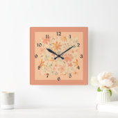 Korallenrosa, goldfarbene Mischung und passend Quadratische Wanduhr (Zuhause)