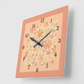Korallenrosa, goldfarbene Mischung und passend Quadratische Wanduhr (Winkel)