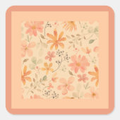 Korallenrosa, goldfarbene Mischung und passend Quadratischer Aufkleber (Vorderseite)
