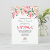 Korallenrosa Grüne Blumenstrasse Einladung (Stehend Vorderseite)