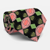 Korallenrosa Grüntöne und Schwarz Krawatte (Gerollt)