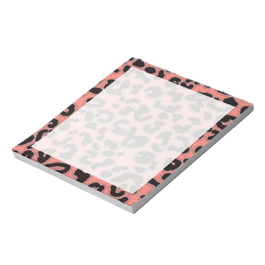 Korallenrosa Leopard Tierdruck Notizblock (Rotiert)