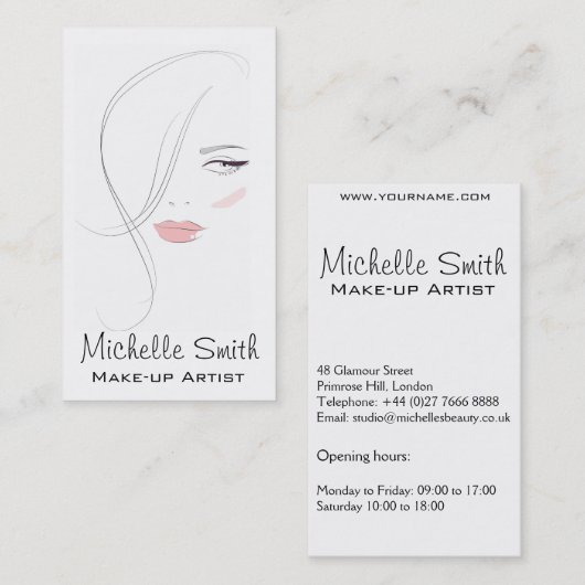 Korallenrosa Lippen bilden das Künstlermarkieren Visitenkarte (Vorne/Hinten)