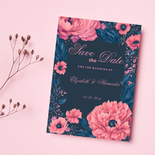 Korallenrosa Marineblau Save the Date Einladung