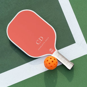 Korallenrosa Monogramm Anfangsbuchstaben Name Pickleball Schläger